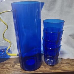 Blue Drinkware Set with Yellow Handle